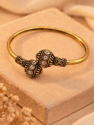 Gold plated clear adjustable kada bracelet 3