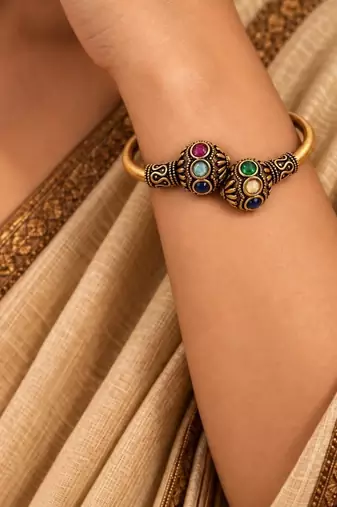 Gold plated multi adjustable kada bracelet