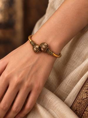 Gold plated clear adjustable kada bracelet 5