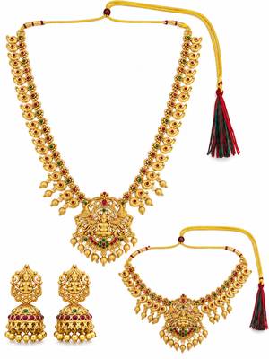 Temple laxmi peacock combo jewellery set 1