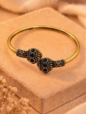 Gold plated black adjustable kada bracelet 3