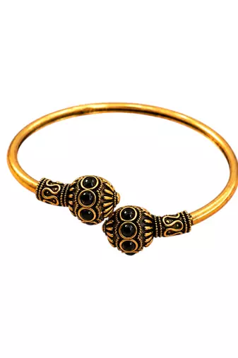 Gold plated black adjustable kada bracelet