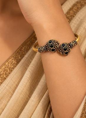 Gold plated black adjustable kada bracelet 5