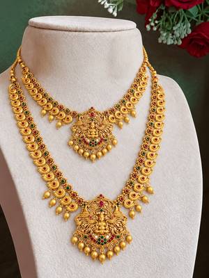 Temple laxmi peacock combo jewellery set 3