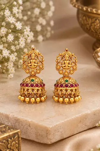 Temple laxmi peacock combo jewellery set