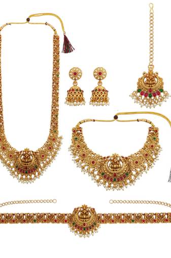 Bridal temple combo jewellery set with kamarbandh