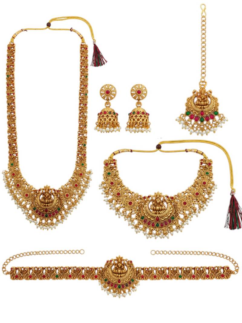 Bridal temple combo jewellery set with kamarbandh