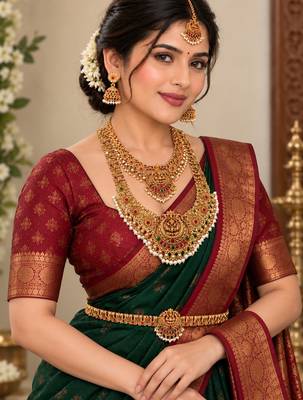 Bridal temple combo jewellery set with kamarbandh 5