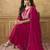 Pink premium mal chanderi embroidered kurta set with pant & embroidered lace dupatta