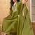 Green premium mal chanderi embroidered kurta set with pant & embroidered lace dupatta