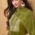 Green premium mal chanderi embroidered kurta set with pant & embroidered lace dupatta