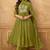 Green premium mal chanderi embroidered kurta set with pant & embroidered lace dupatta