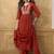 Orange premium mal chanderi embroidered kurta set with pant & embroidered lace dupatta
