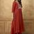 Orange premium mal chanderi embroidered kurta set with pant & embroidered lace dupatta