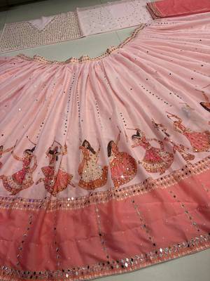 Georgette Fabric Printed With Real Mirror Work Lehenga Choli Set 4