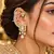 Kundan Stone Ear Cuff Earrings, Indian Bridal Jewelry, Floral Drop Design