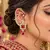 Kundan Red Stone Ear Cuff Earrings, Gold Plated Jhumka, Indian Bridal Jewelry