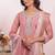 Baby pink silk blend embroidered free size suit