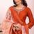 Orange silk blend embroidered free size suit