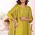 Olive silk blend embroidered free size suit