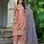 Peach shimmer embroidered free size suit