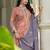 Peach shimmer embroidered free size suit