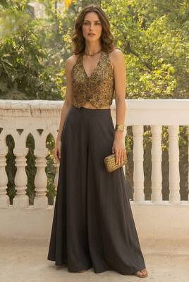 Gold jacquard jacquard  free size suit 1