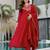 Red silk blend embroidered   sequins free size suit