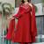 Red silk blend embroidered   sequins free size suit