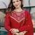 Red silk blend embroidered   sequins free size suit