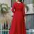 Red silk blend embroidered   sequins free size suit
