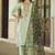 Sea green viscose rayon embroidered free size suit