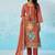 Pink fancy fabric thread and sequins embroidery free size suit