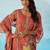 Pink fancy fabric thread and sequins embroidery free size suit