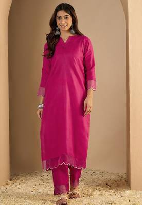 Pink blended cotton solid free size suit 1