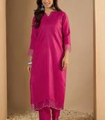 Pink blended cotton solid free size suit