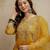 Mustard silk blend embroidered free size suit