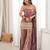 Purple silk blend embroidery sequence dori and jari work with back side fancy dori pattern free size suit