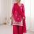Rani pink silk blend embroidered free size suit