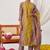 Yellow fancy fabric exquisite cut paste embroidery & sequin free size suit