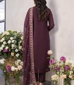 Purple georgette embroidered with multi thread and sequins work along with khatli work free size suit