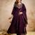 Wine silk blend embroidered   sequins free size suit