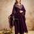 Wine silk blend embroidered   sequins free size suit