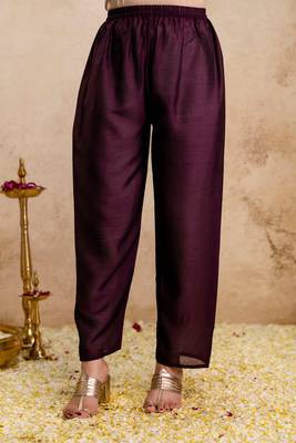 Wine silk blend embroidered   sequins free size suit 4