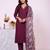 Wine silk blend printed free size suit
