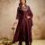 Coffee silk blend embroidered   sequins free size suit