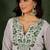 White silk blend thraed embroidered free size suit