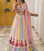 Printed Georgette Fabric Lehenga Choli Set For women's