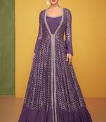 Purple silk blend embroidered   sequins free size top
