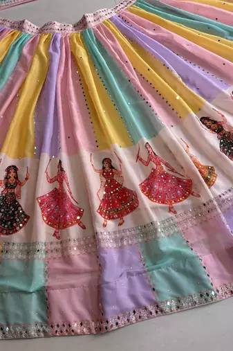 Printed Georgette Fabric Lehenga Choli Set For women's